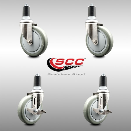Service Caster 5 Inch 316SS Gray Poly Swivel 1-1/2 Inch Expanding Stem Caster Brake SCC, 2PK SCC-SS316EX20S514-PPUB-2-TLB-2-112